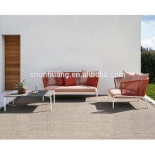 Comfortable outdoor patio rope furniture webbing woven sofa set for garden or lounge